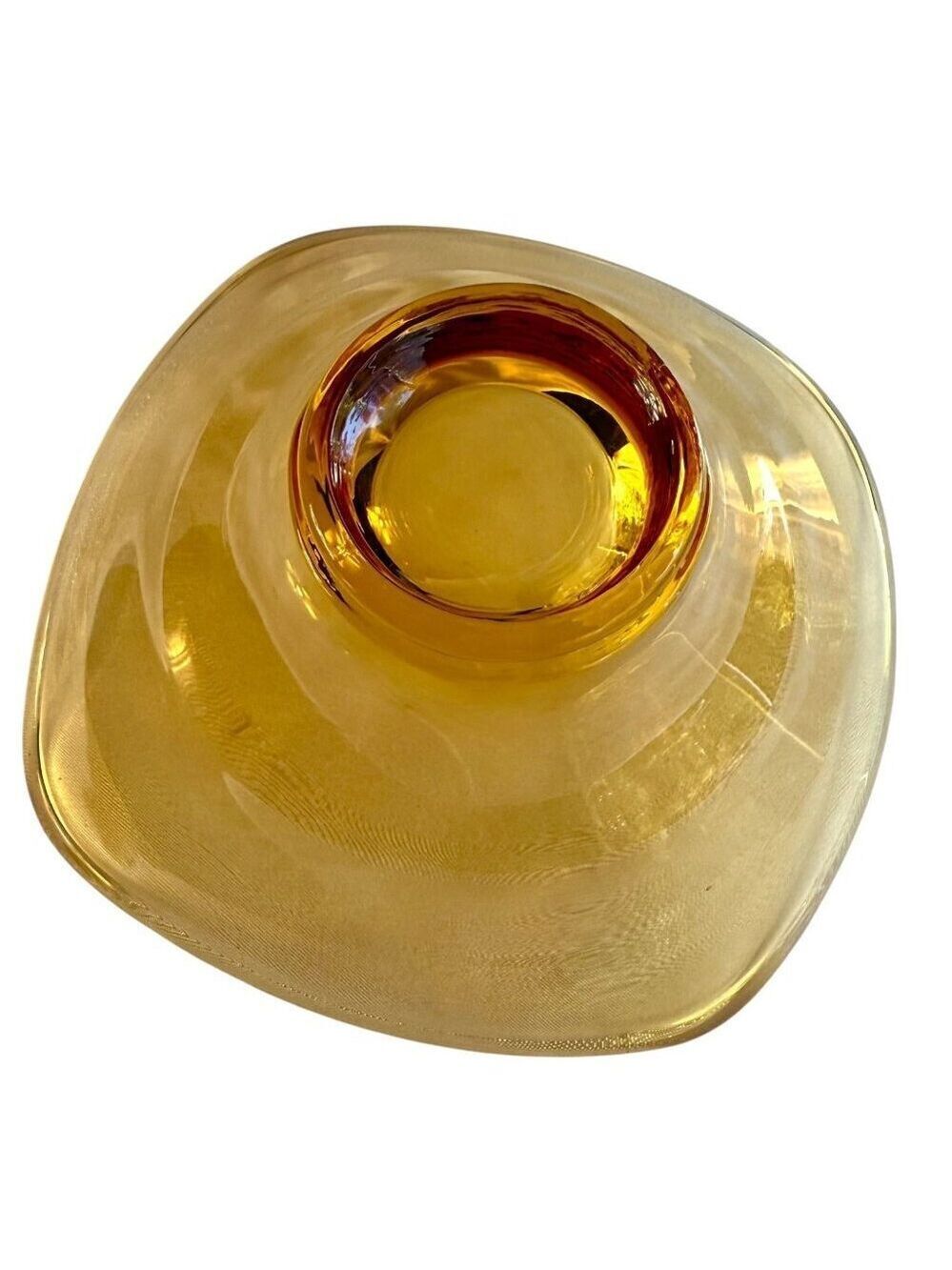 Vintage Viking Glass Amber Candy Dish Bowl - Picture 5 of 8